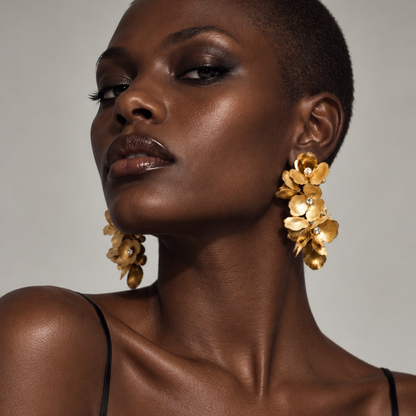 Lily Gold & Crystal Floral Cascade Earrings
