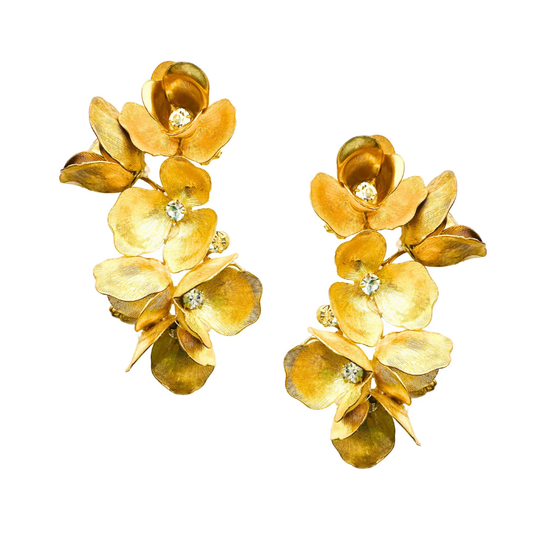 Lily Gold & Crystal Floral Cascade Earrings