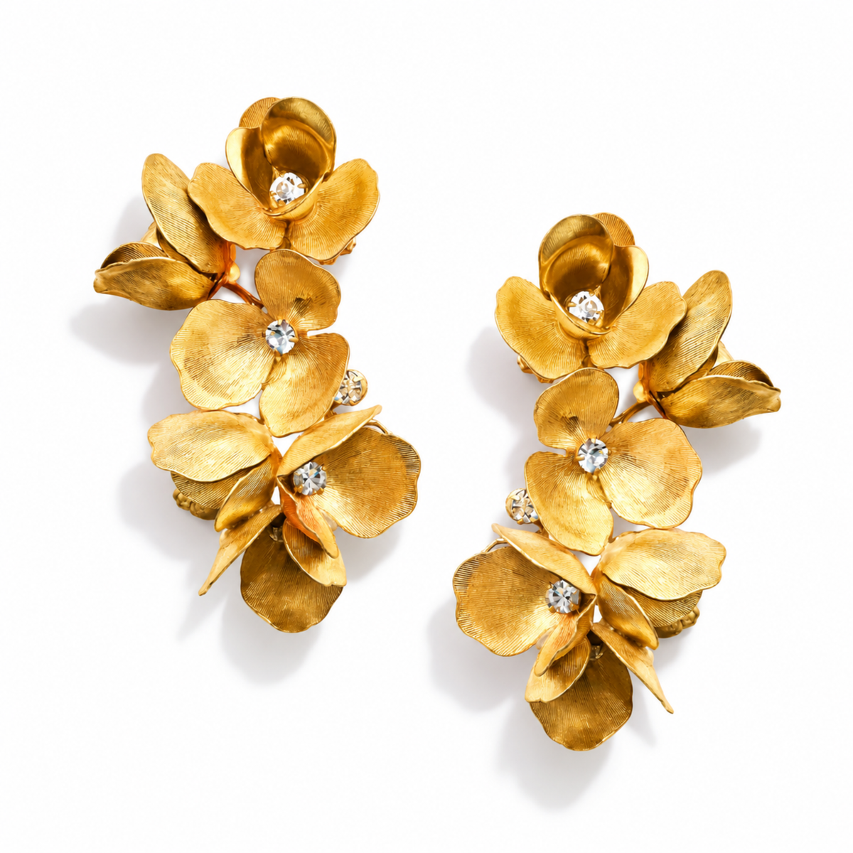 Lily Gold & Crystal Floral Cascade Earrings