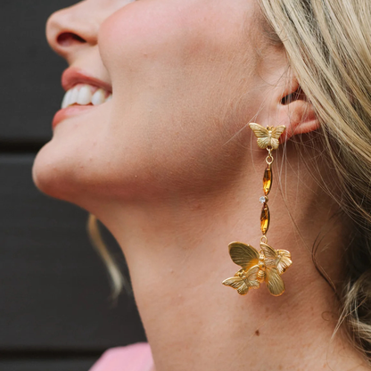 Oscar Gold Butterfly Dangle Earrings