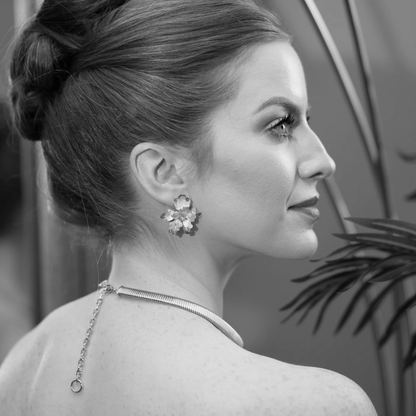 Paris Floral Stud Earrings - Magenta