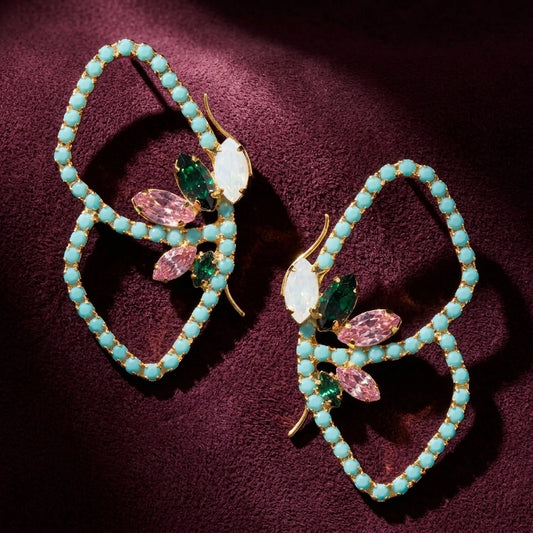 Flight Butterfly Wing Rhinestone Earrings