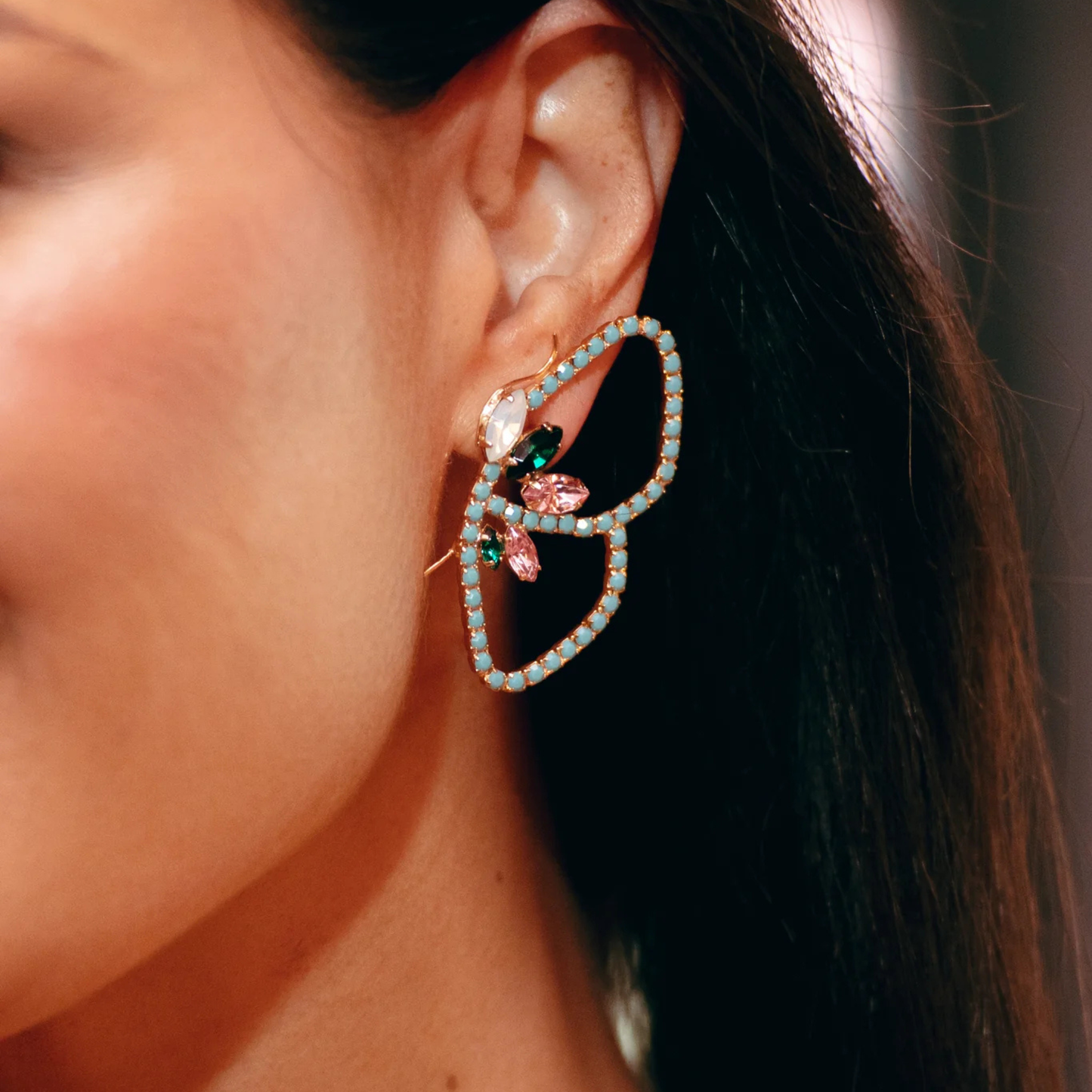 Flight Butterfly Wing Rhinestone Earrings