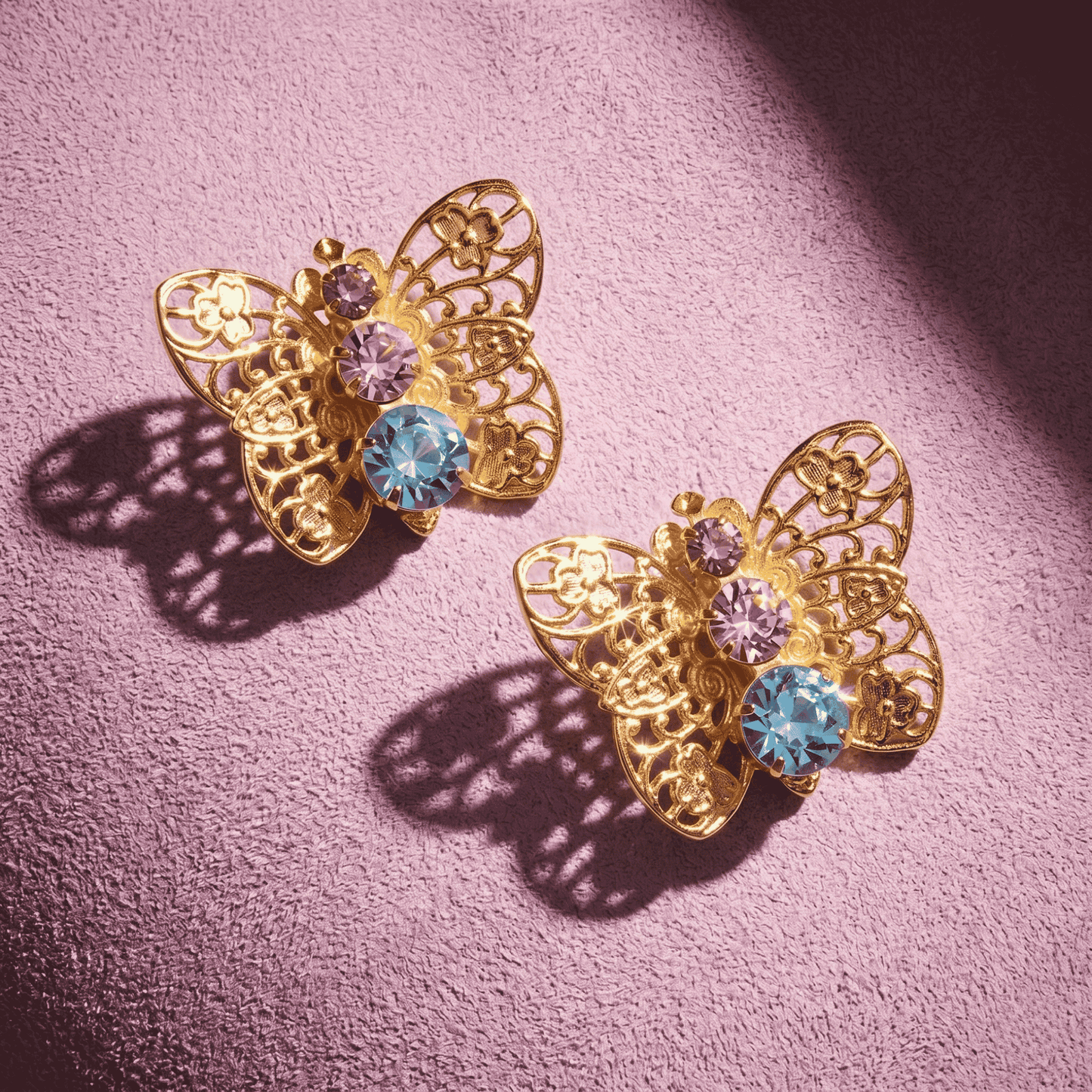 Gold Filigree Butterfly Stud Earrings
