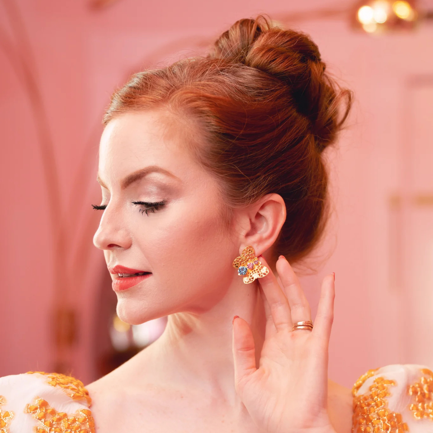 Gold Filigree Butterfly Stud Earrings