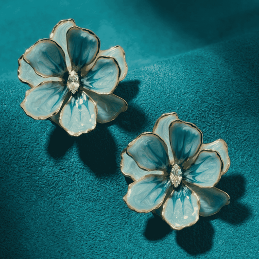 Jewel Box Floral Earrings - Sea Blue