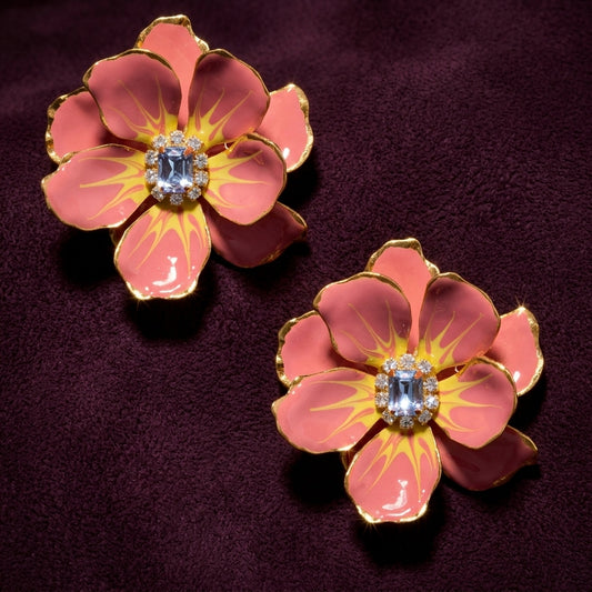 Jewel Box Floral Earrings - Peach