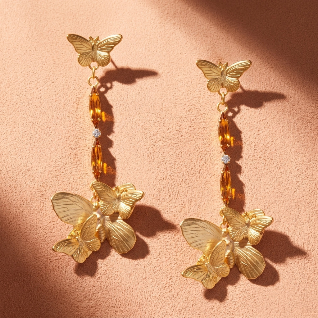 Oscar Gold Butterfly Dangle Earrings