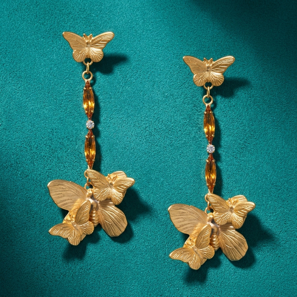 Oscar Gold Butterfly Dangle Earrings