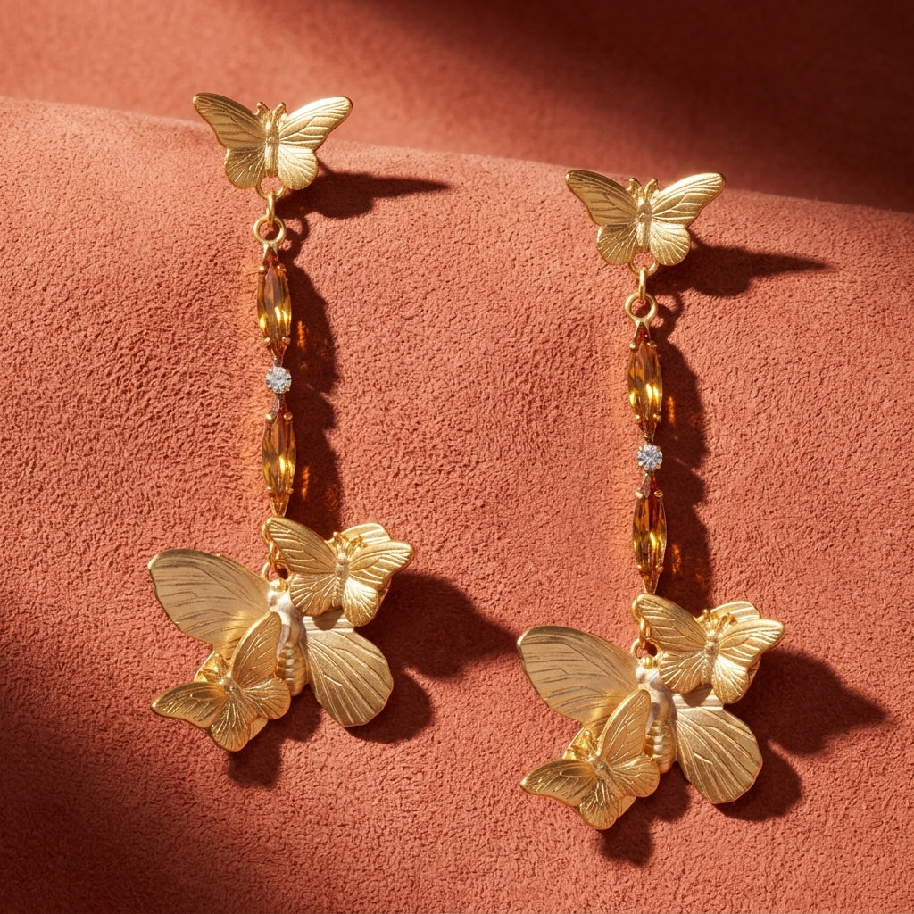 Oscar Gold Butterfly Dangle Earrings