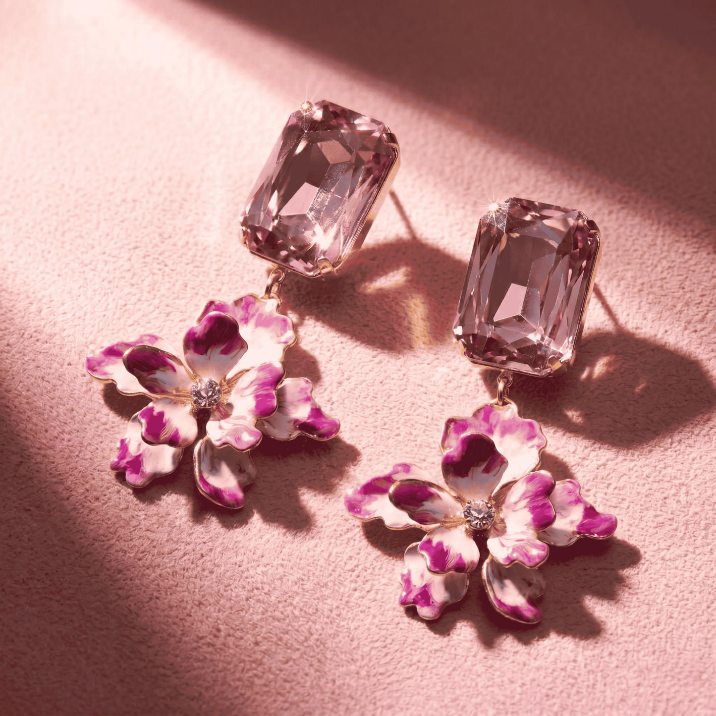 Paris Drop Earrings - Magenta