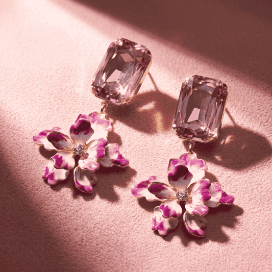 Paris Drop Earrings - Magenta