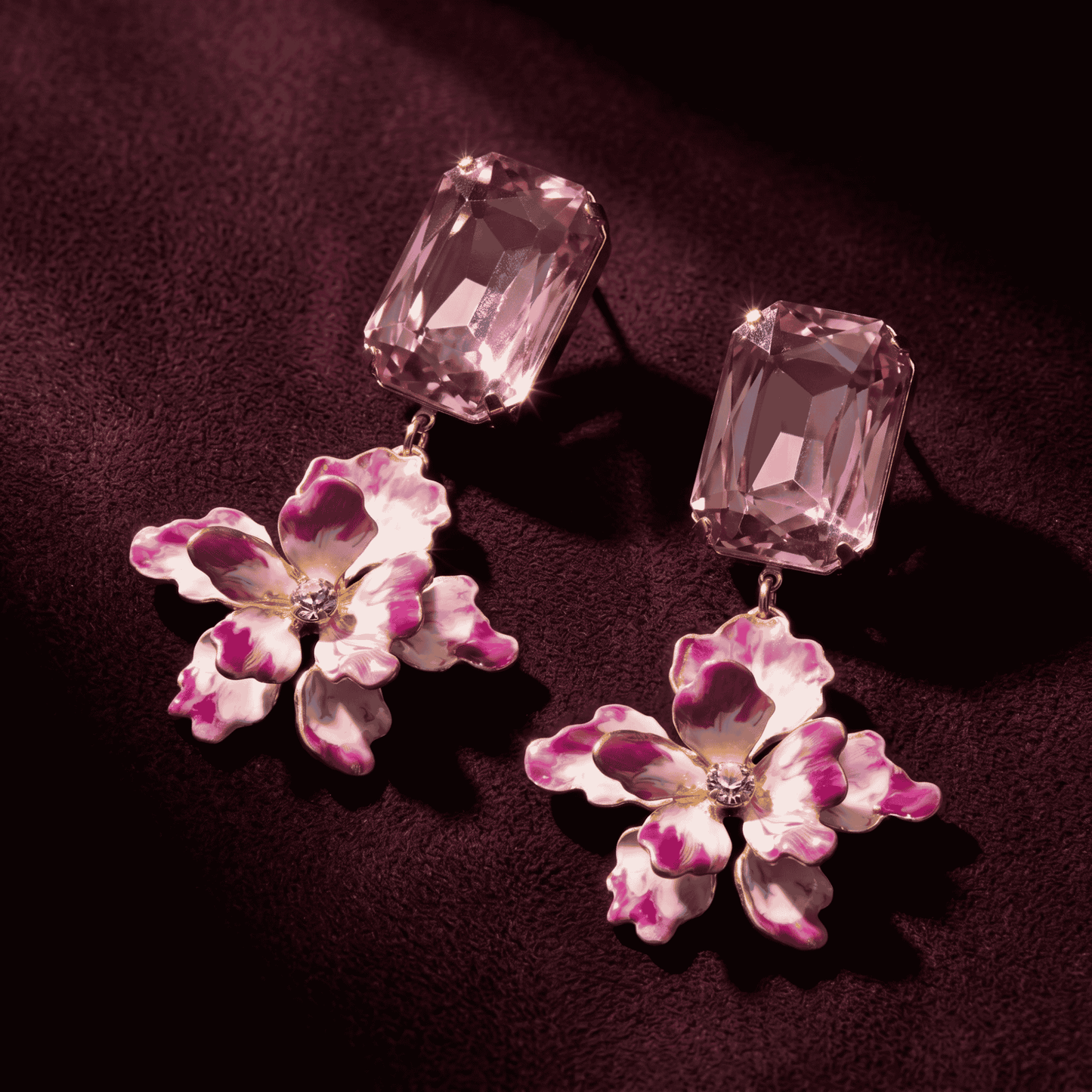 Paris Drop Earrings - Magenta
