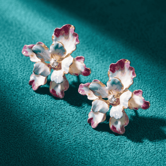 Paris Floral Stud Earrings - Blue