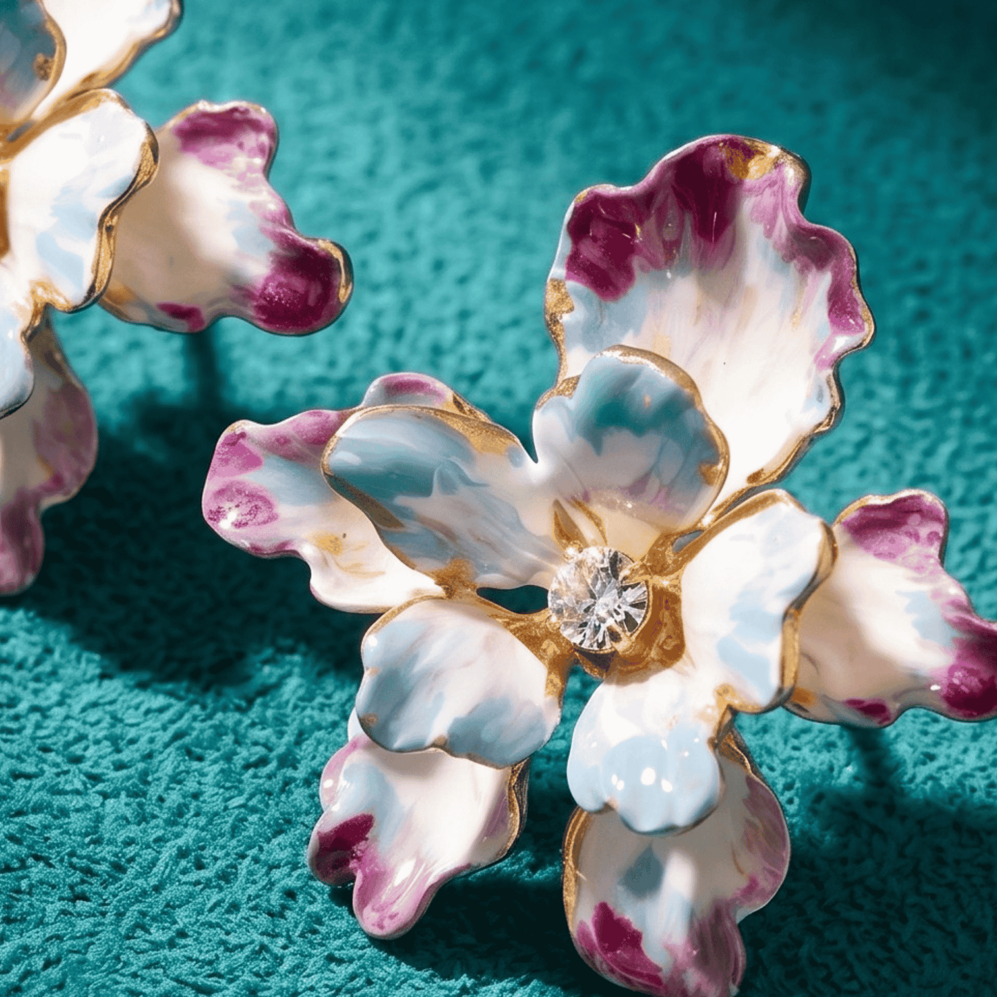 Paris Floral Stud Earrings - Blue
