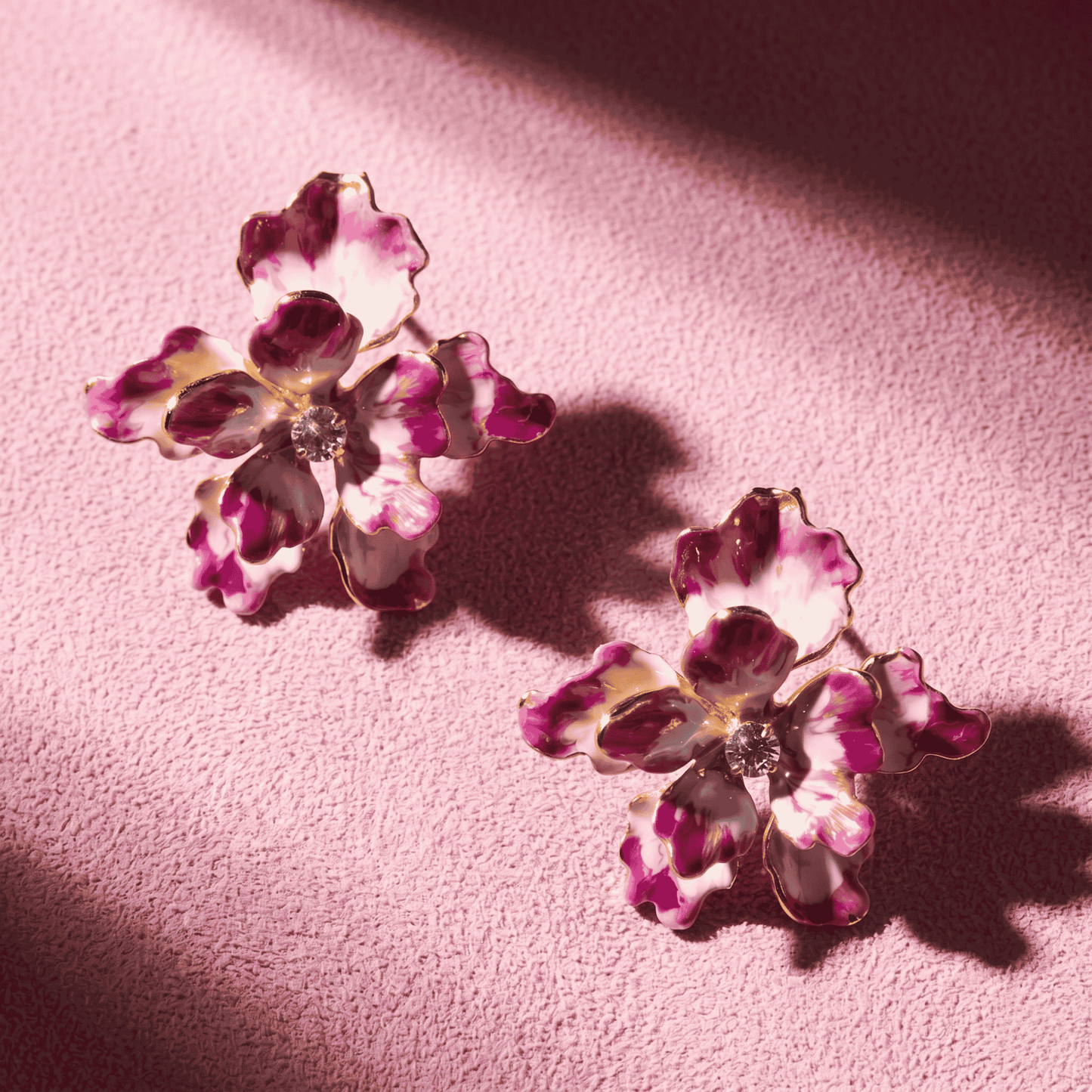 Paris Floral Stud Earrings - Magenta