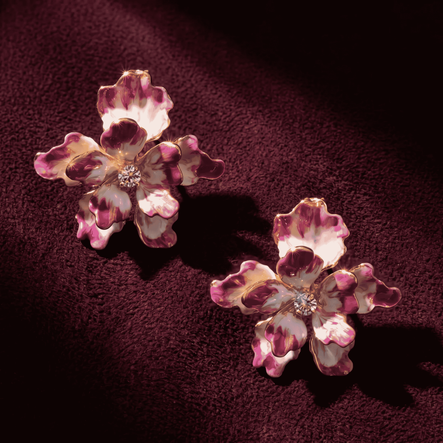 Paris Floral Stud Earrings - Magenta