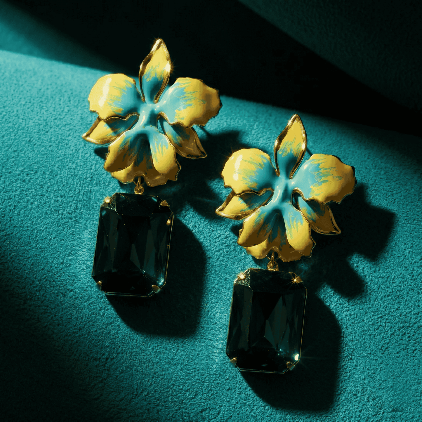 Vanilla Orchid Jeweled Drop Earrings - Jungle