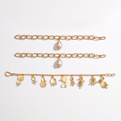 Pearl & Gold Charm Bracelet Stack (Set of 3)