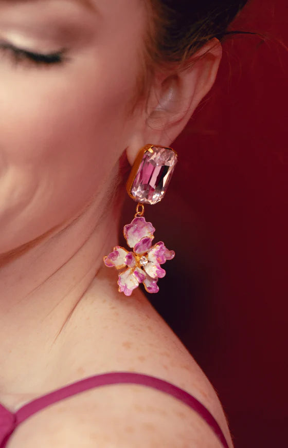 Paris Drop Earrings - Magenta
