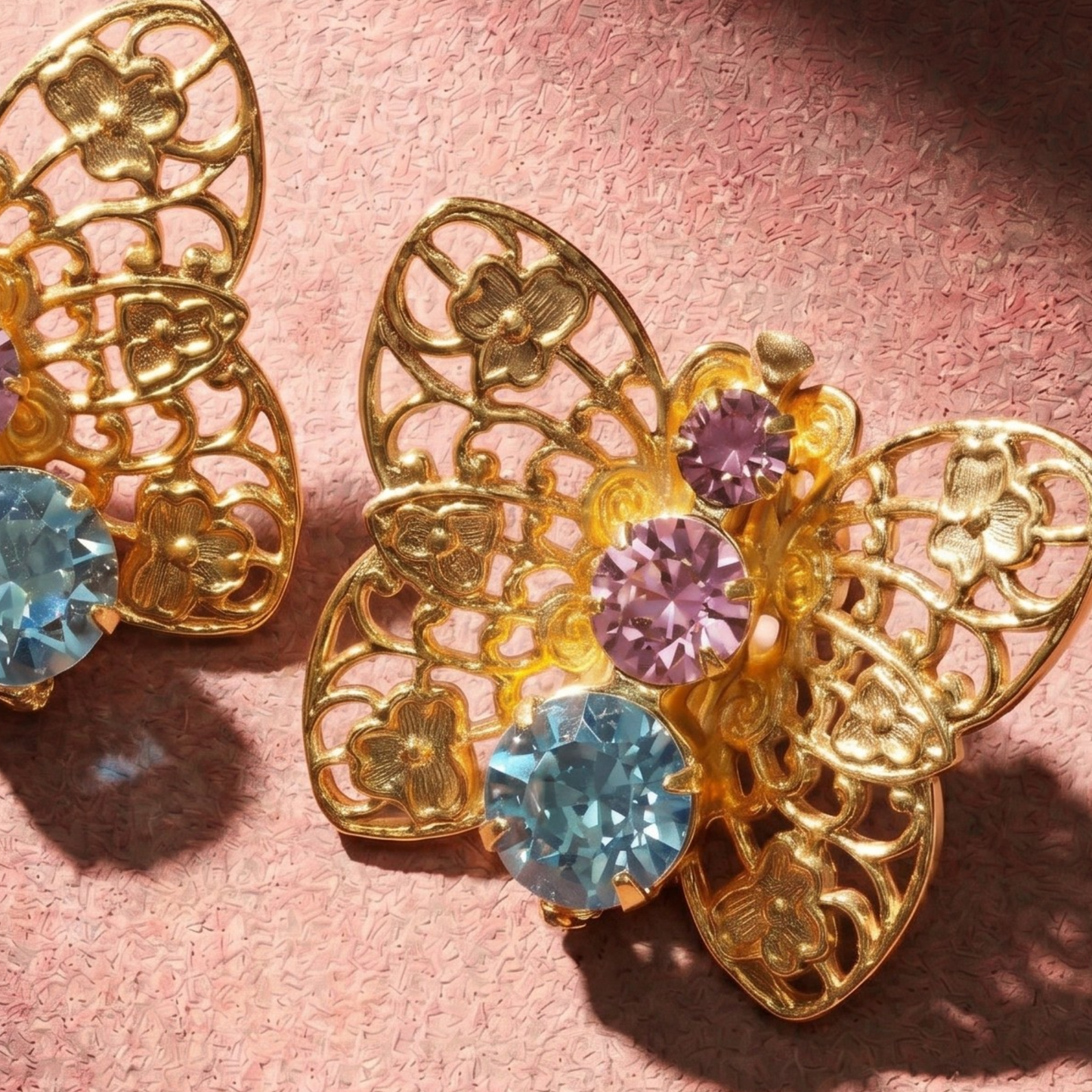 Gold Filigree Butterfly Stud Earrings