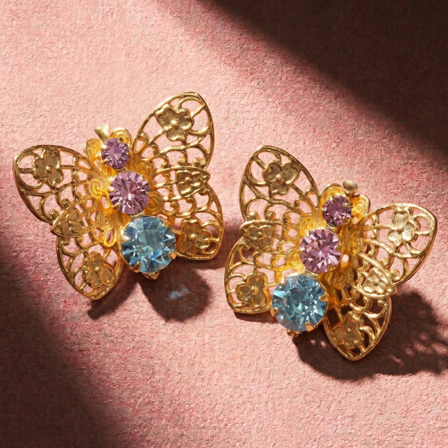 Gold Filigree Butterfly Stud Earrings