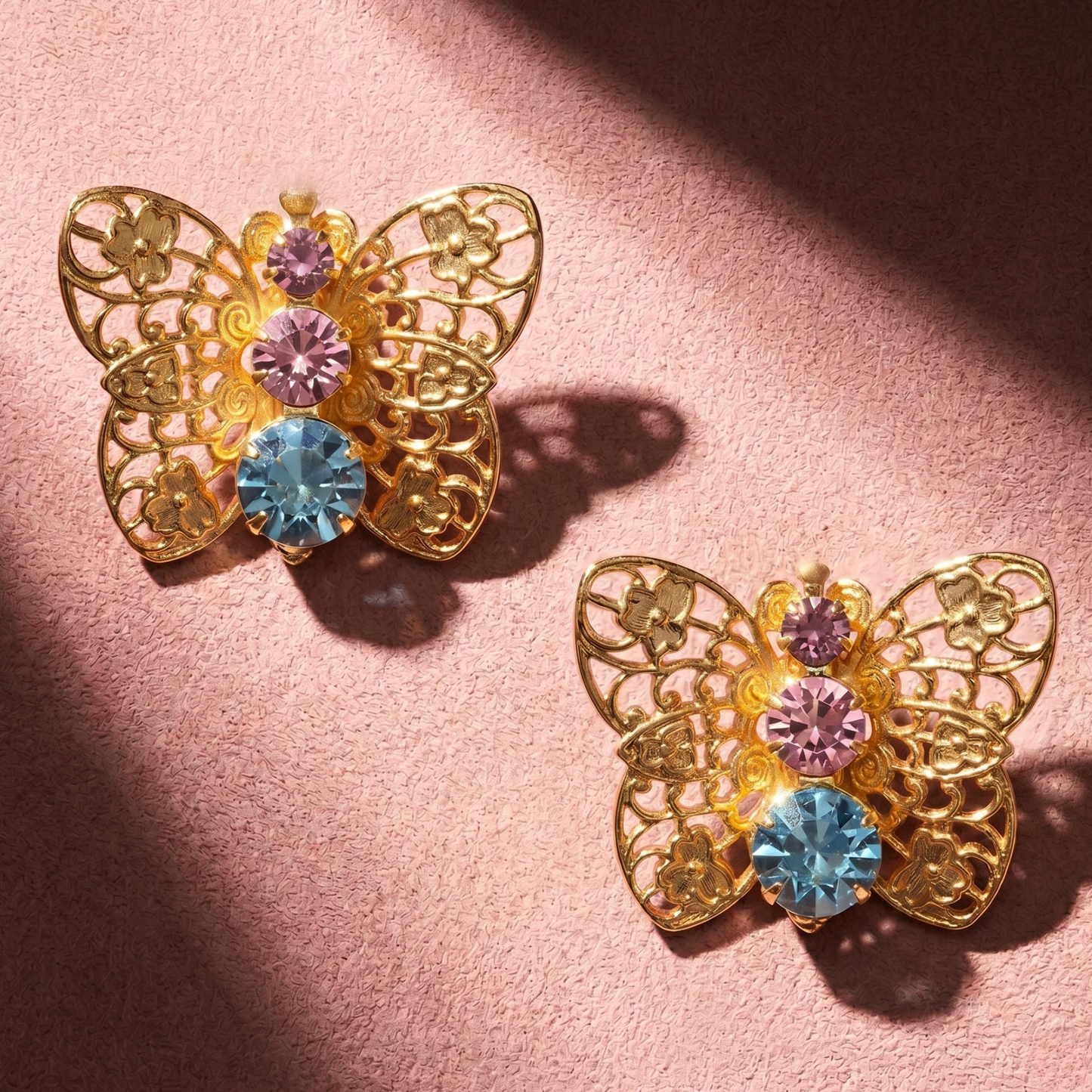 Gold Filigree Butterfly Stud Earrings