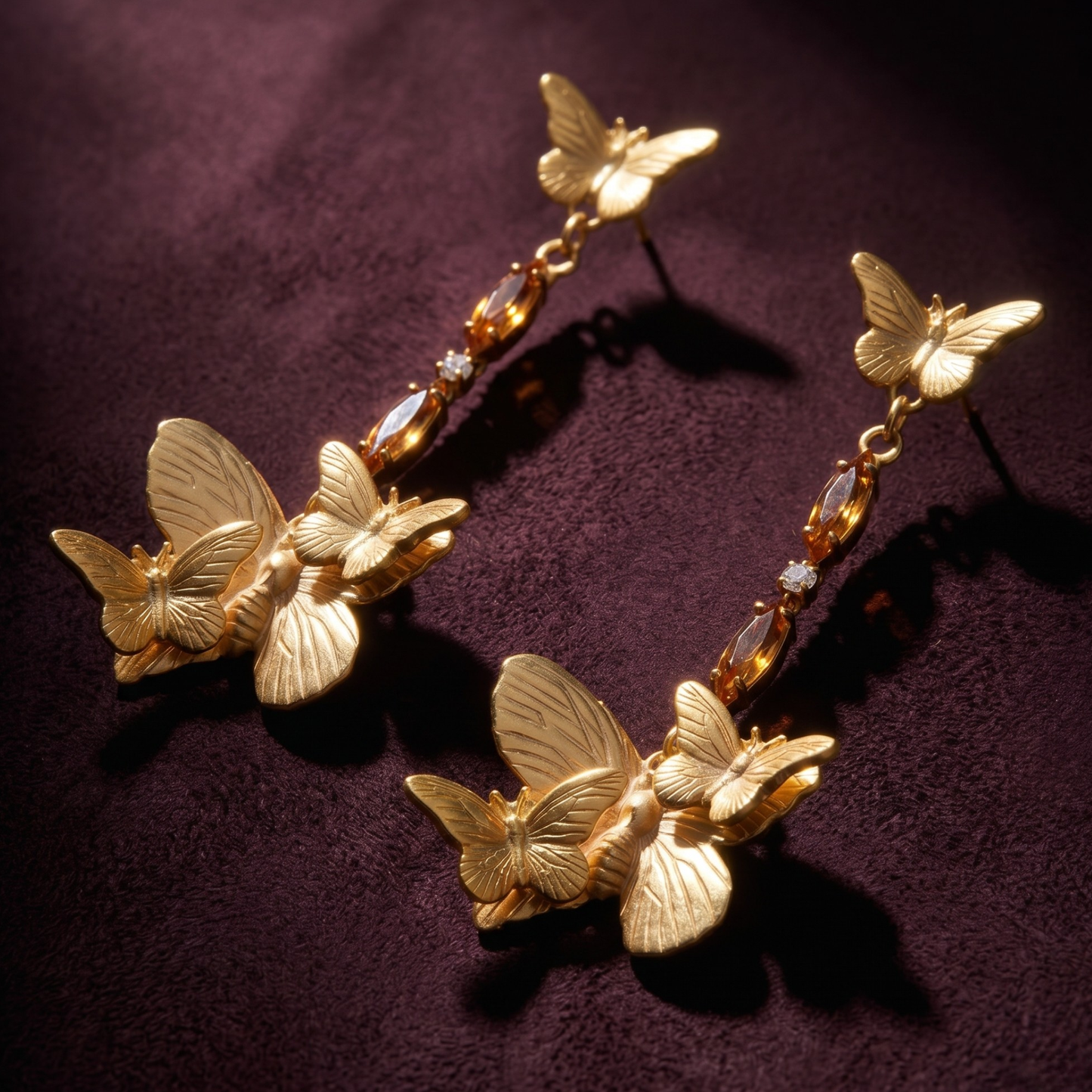 Oscar Gold Butterfly Dangle Earrings