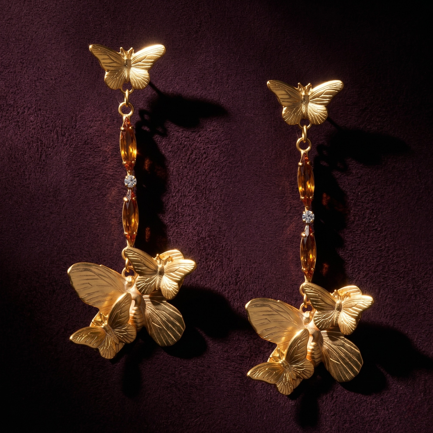 Oscar Gold Butterfly Dangle Earrings