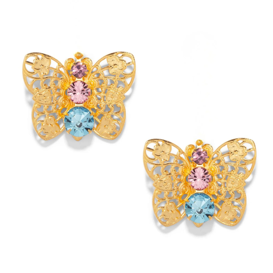 Gold Filigree Butterfly Stud Earrings