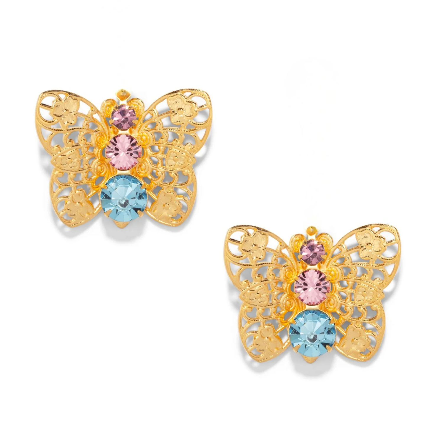 Gold Filigree Butterfly Stud Earrings