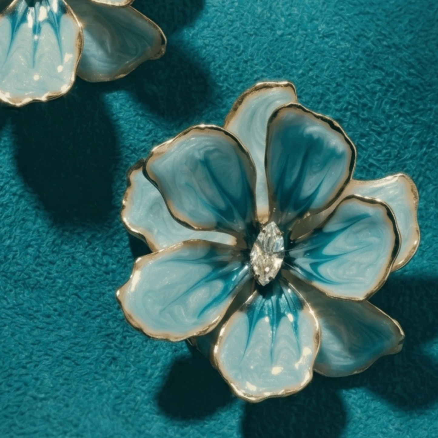 Jewel Box Floral Earrings - Sea Blue