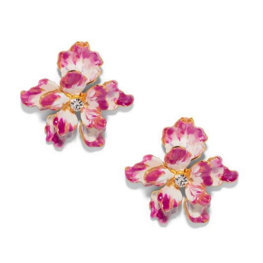 Paris Floral Stud Earrings - Magenta