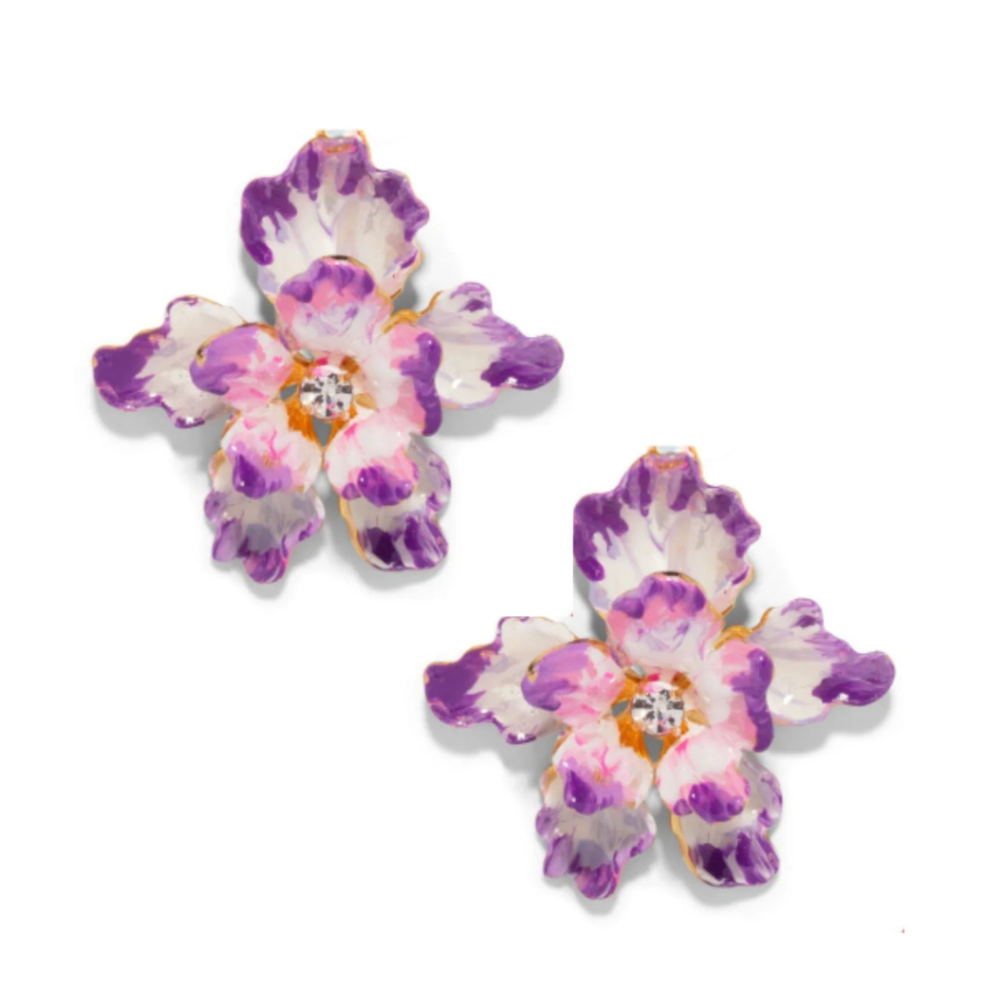 Paris Floral Stud Earrings - Purple