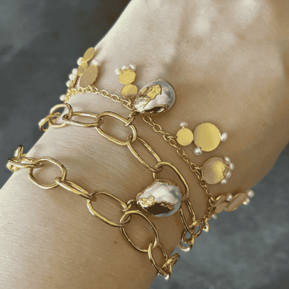 Pearl & Gold Charm Bracelet Stack (Set of 3)