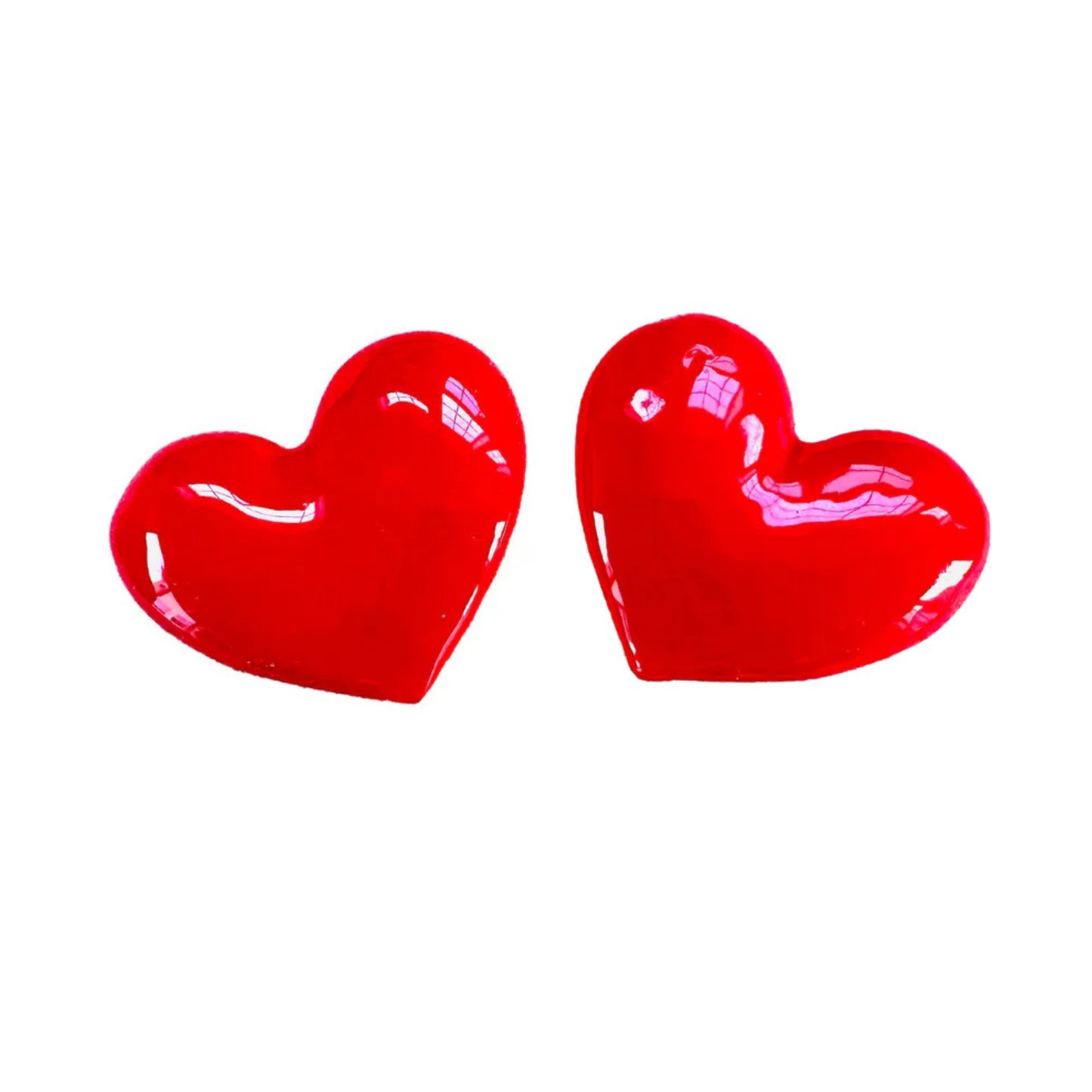 Red Oversized Puff Heart Earrings