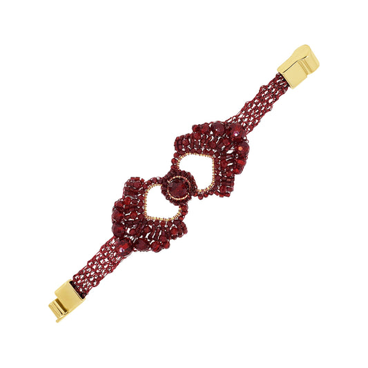 Cherry Red Beaded Queen of Hearts Bracelet