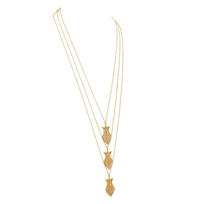 Amphora Layered Pendant Necklace - Gold & Mother of Pearl Resin