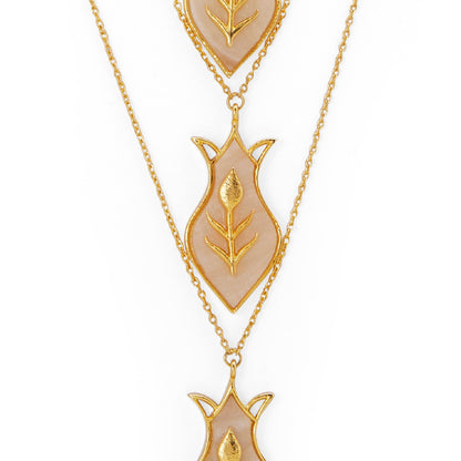Amphora Layered Pendant Necklace - Gold & Mother of Pearl Resin