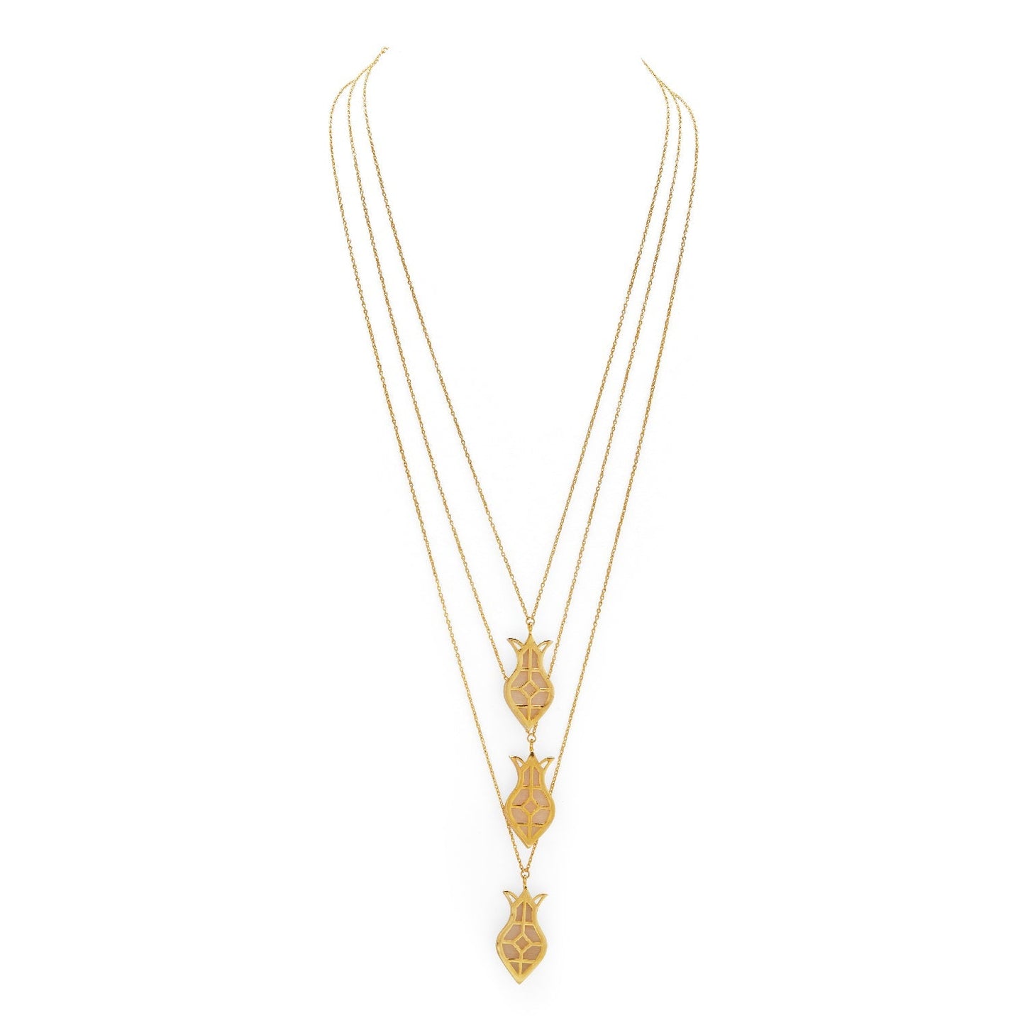 Amphora Layered Pendant Necklace - Gold & Mother of Pearl Resin