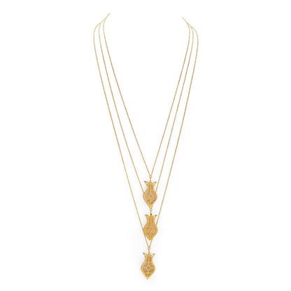 Amphora Layered Pendant Necklace - Gold & Mother of Pearl Resin