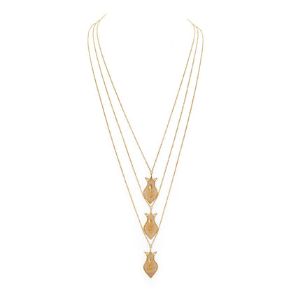 Amphora Layered Pendant Necklace - Gold & Mother of Pearl Resin