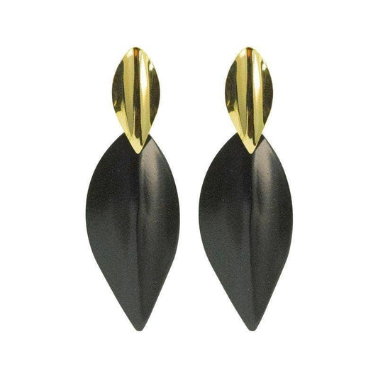 Dressed Drop Earrings - Black & Gold