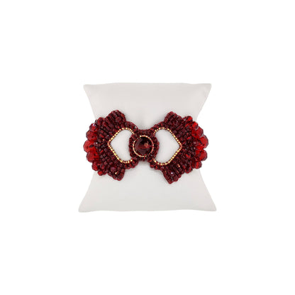 Queen of Hearts Beaded Bracelet - Cherry Red