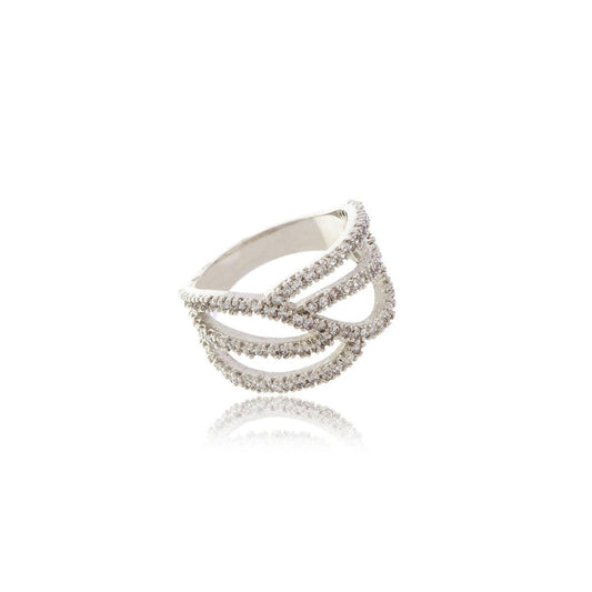 Luxe Silver and Diamond White Crystal Ring. 1 of 3.