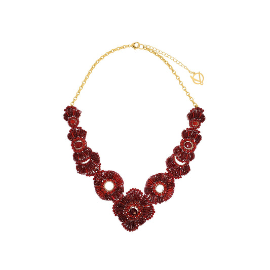 Cherry Red Beaded Chess Necklace