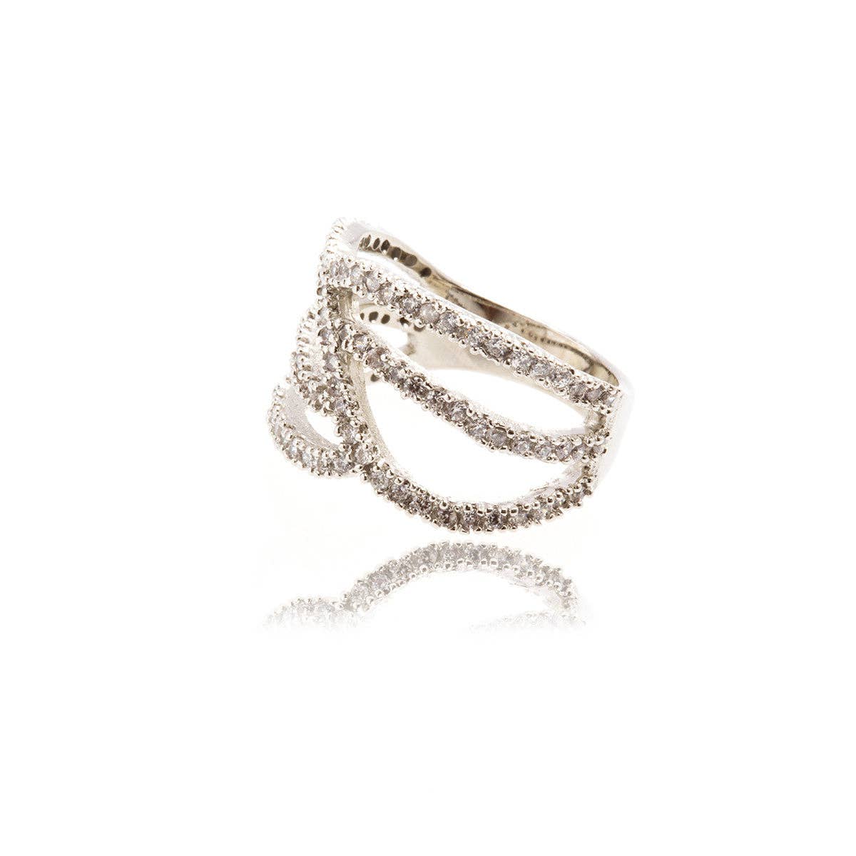 Luxe Silver and Diamond White Crystal Ring. 2 of 3.