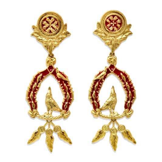 Vigor Drop Earrings - Crimson & Gold