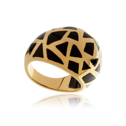 Les Racines Gold and Onyx Ceramic Ring. 3 of 4.