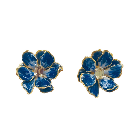 Small Sapphire Enamel Jewel Box Earrings. 1 of 1.